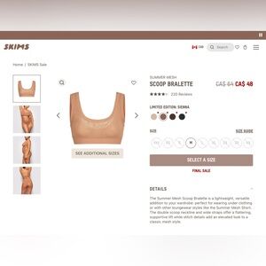 NWT🏷 SKIMS SUMMER MESH SCOOP BRALETTE IN SIENNA SIZE M